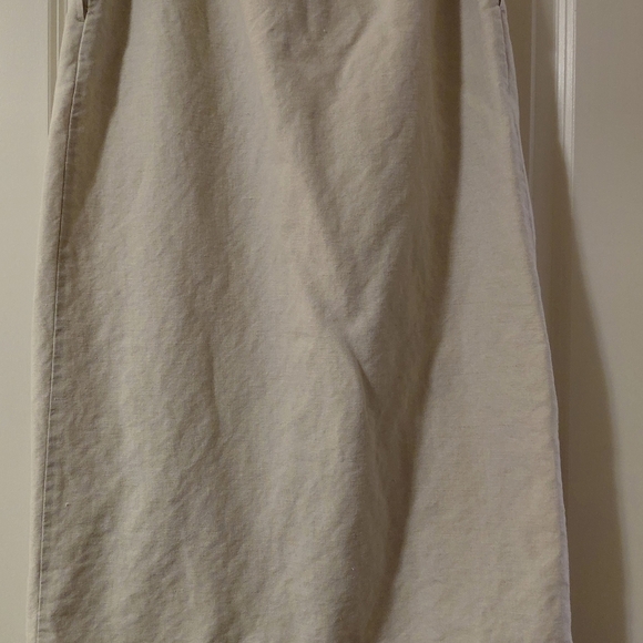 Vintage Linen Button Down Beige Plus Size Skirt Cotton - Picture 6 of 9